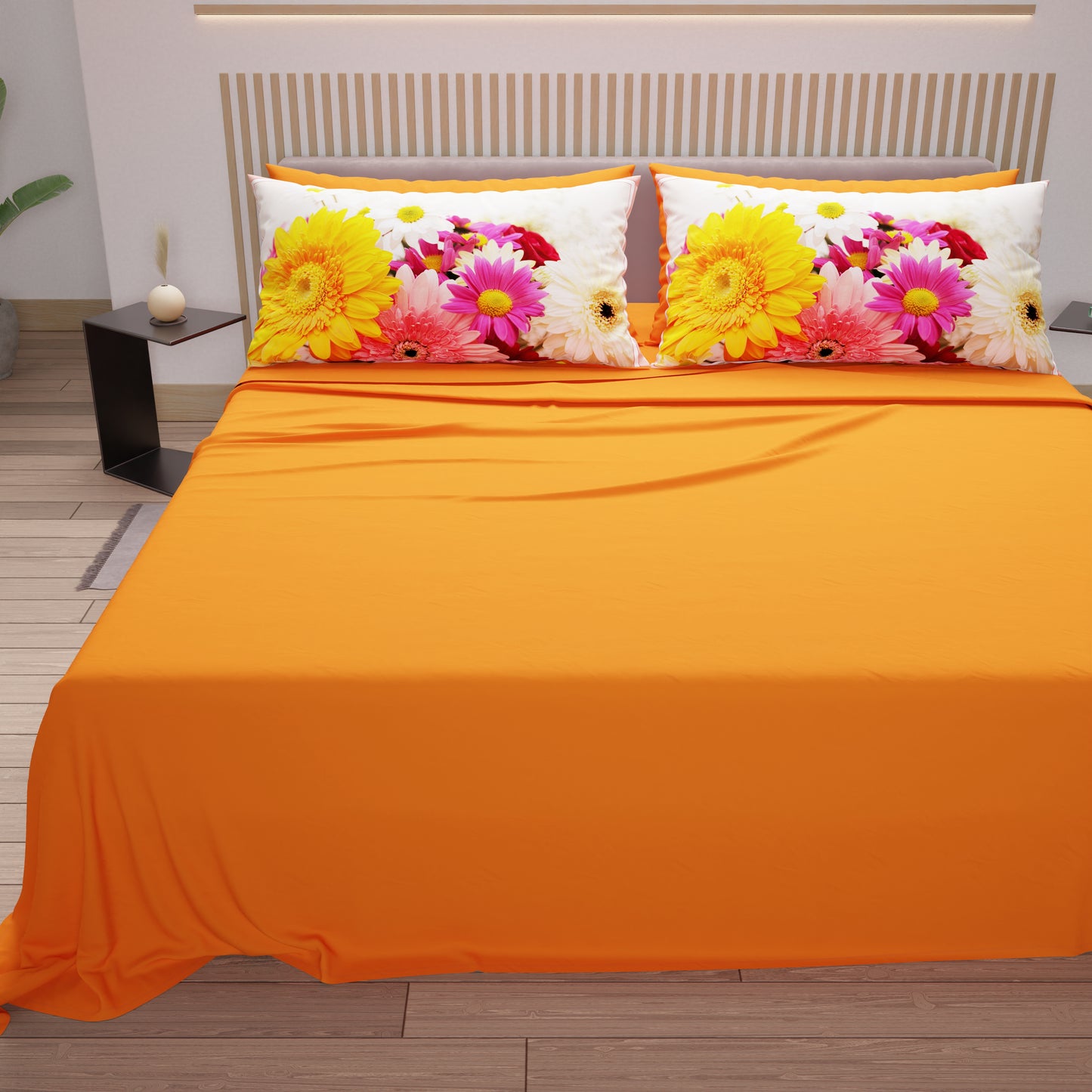 Cotton sheets, bed set with floral digital print pillowcases 13