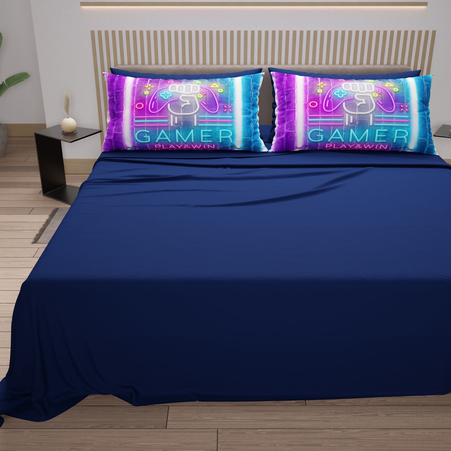 Lenzuola in Cotone, Completo Letto con Federe in Stampa Digitale Gamer