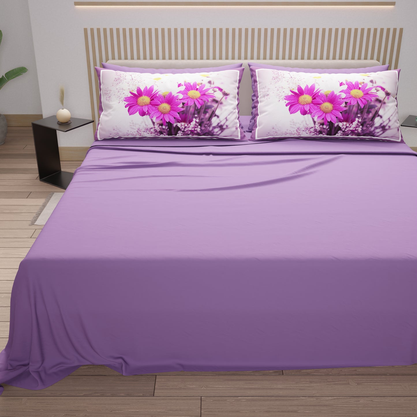 Lenzuola in Cotone, Completo Letto con Federe in Stampa Digitale Floreale 12