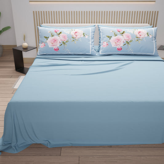 Lenzuola in Cotone, Completo Letto con Federe in Stampa Digitale Floreale 20-04