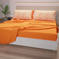 Draps en Coton, Parure de Lit avec Taies d'Oreiller en Impression Digitale Paisley Orange