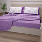 Draps en Coton, Parure de Lit avec Taies d'Oreiller en Impression Digitale Botanique Violette