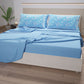 Lenzuola in Cotone, Completo Letto con Federe in Stampa Digitale Paisley Azzurro