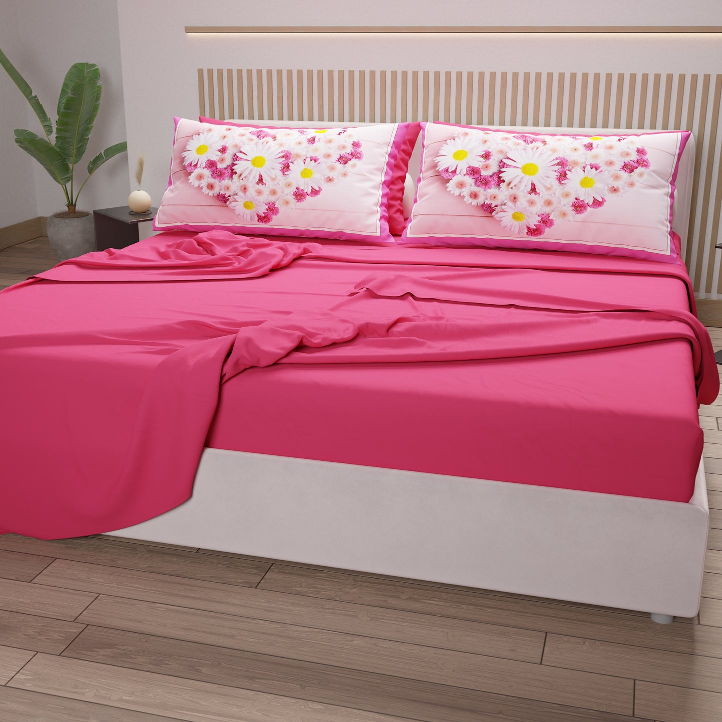 Lenzuola in Cotone, Completo Letto con Federe in Stampa Digitale Floreale 11