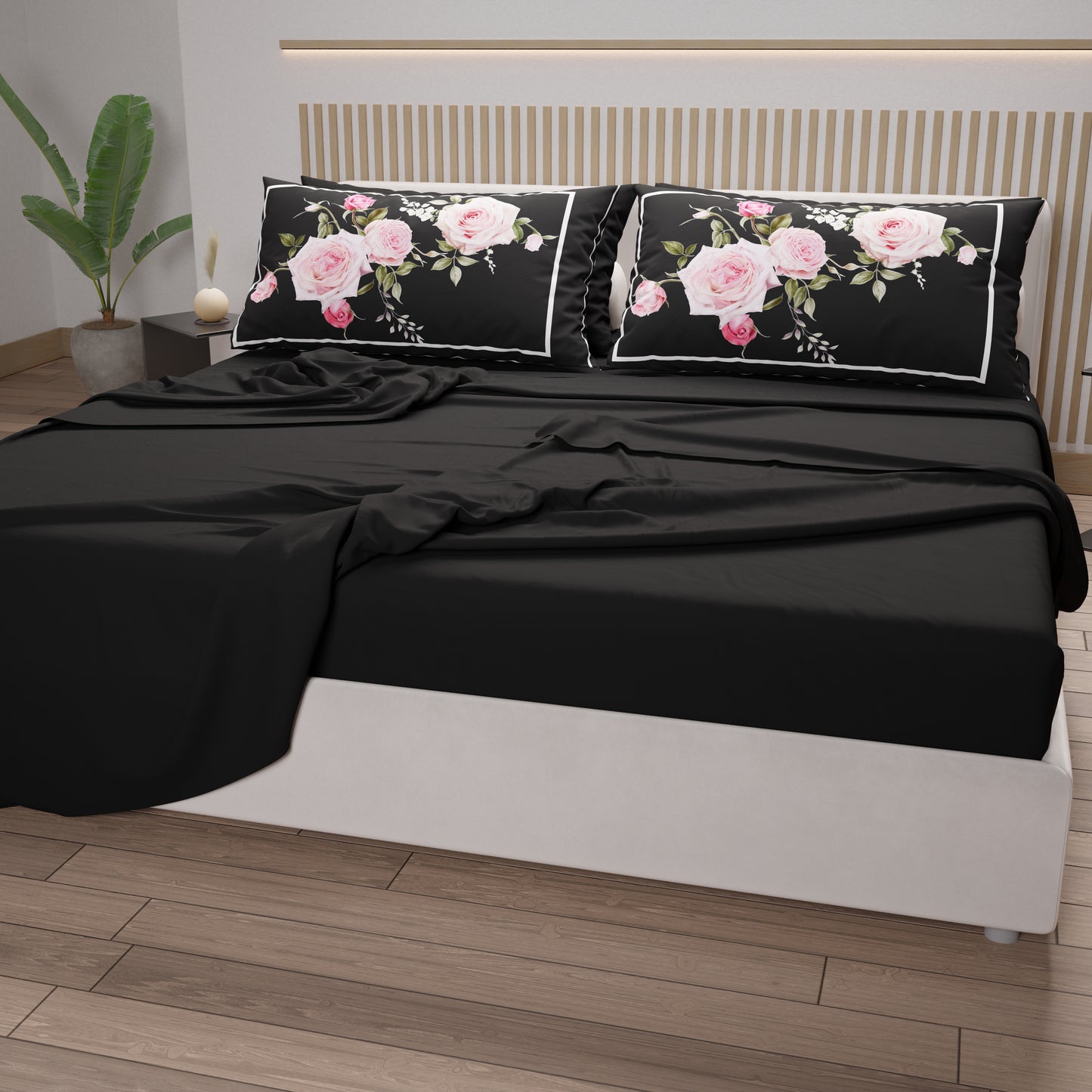 Cotton Sheets, Bed Set with Floral Digital Print Pillowcases 20-01