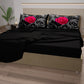 Draps en Coton, Parure de Lit avec Taies d'Oreiller en Impression Digitale Roses Noires