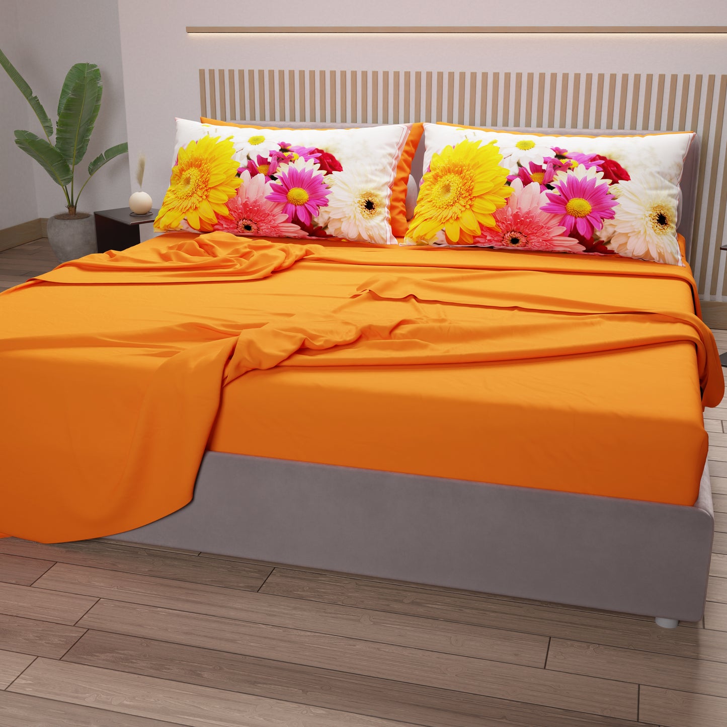 Cotton sheets, bed set with floral digital print pillowcases 13