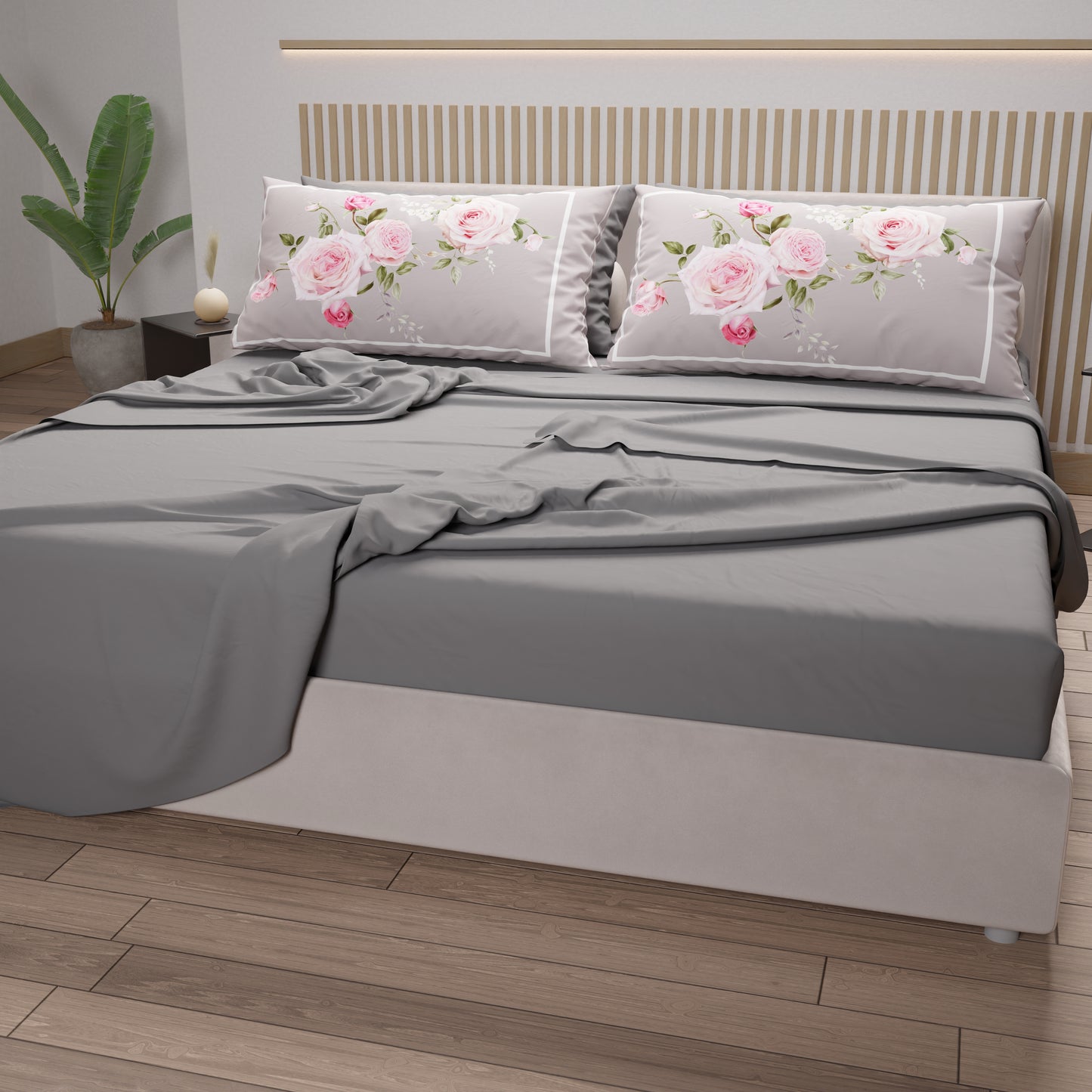 Lenzuola in Cotone, Completo Letto con Federe in Stampa Digitale Floreale 20-07
