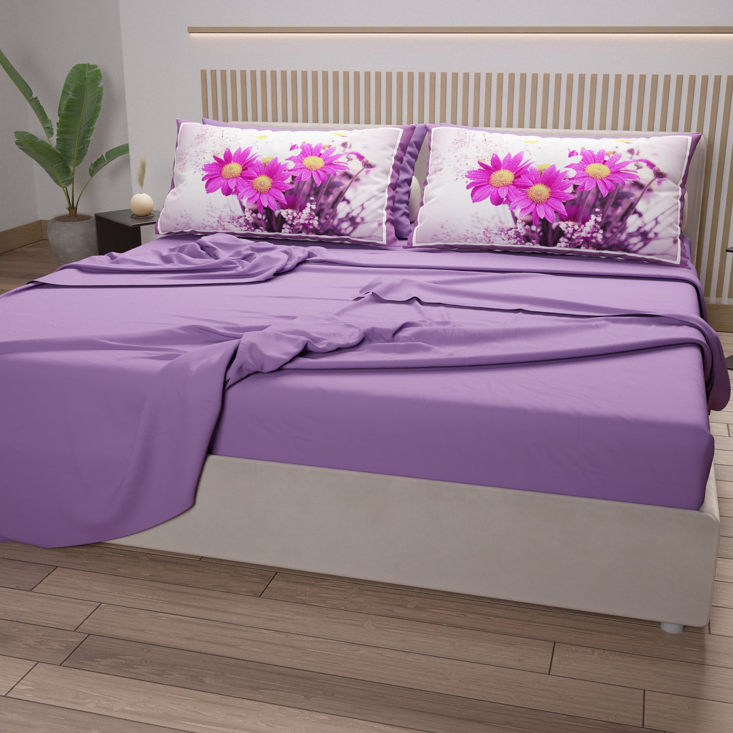 Lenzuola in Cotone, Completo Letto con Federe in Stampa Digitale Floreale 12