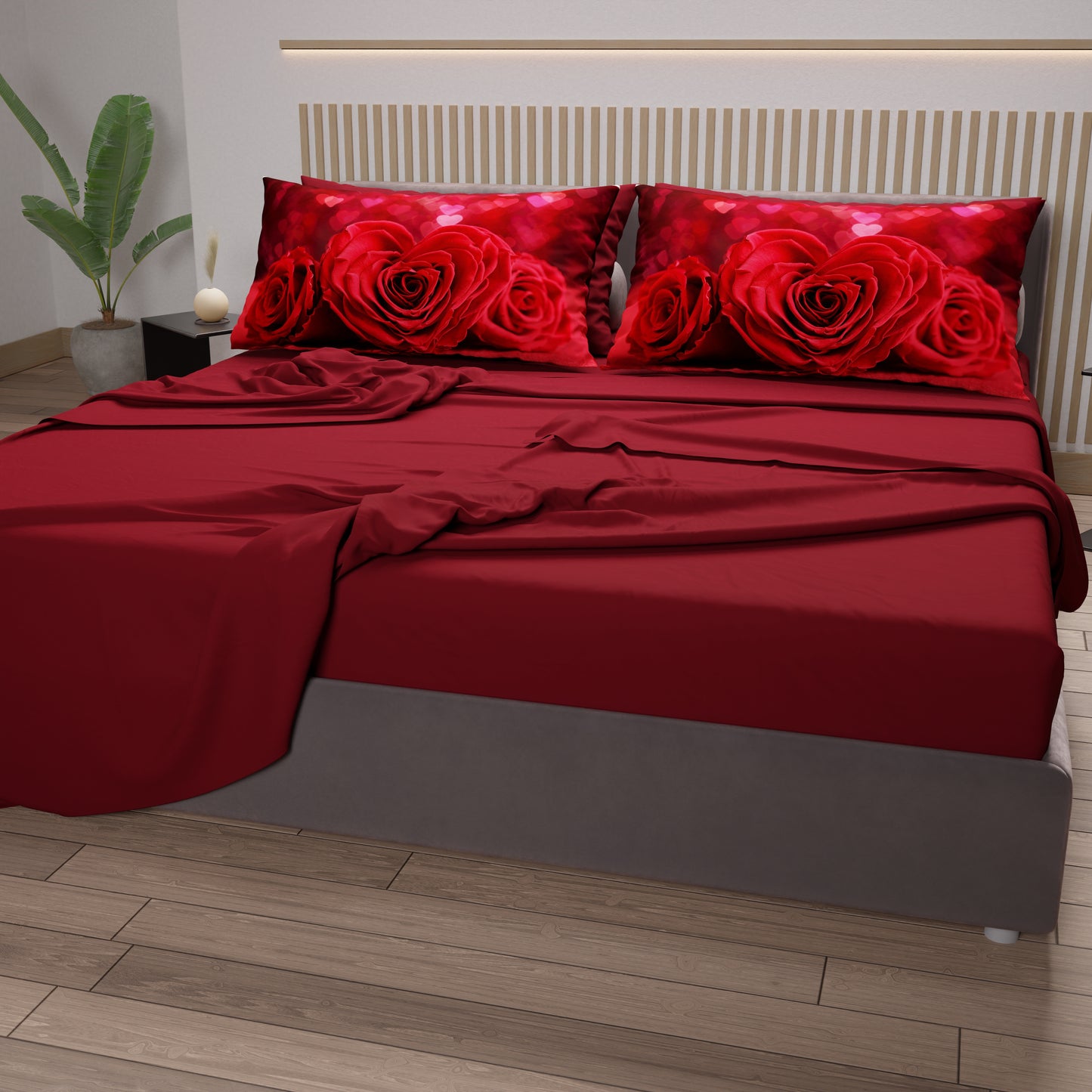 Lenzuola in Cotone, Completo Letto con Federe in Stampa Digitale Passion
