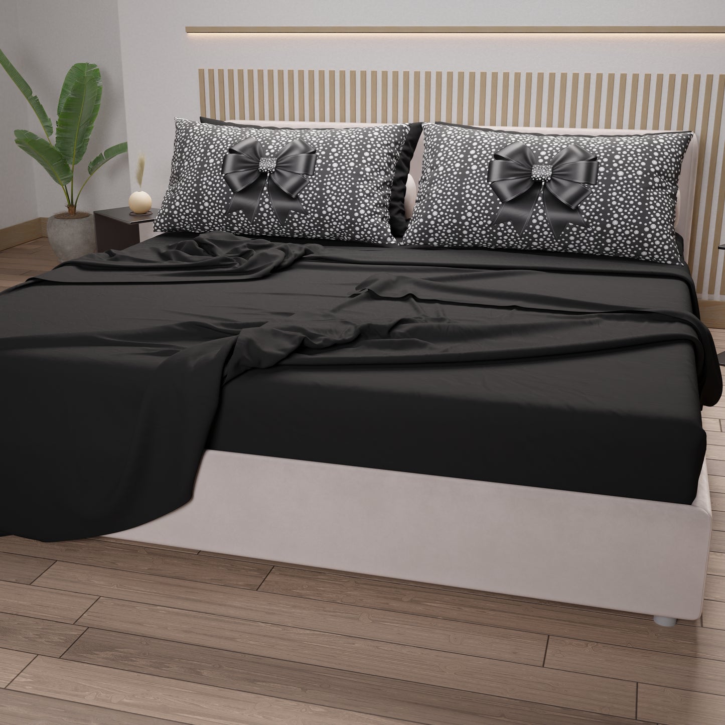 Lenzuola in Cotone, Completo Letto con Federe in Stampa Digitale Fiocco Diamanti