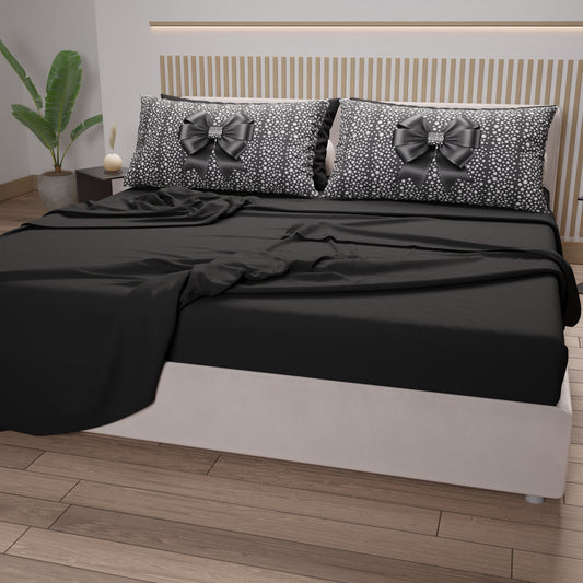 Lenzuola in Cotone, Completo Letto con Federe in Stampa Digitale Fiocco Diamanti