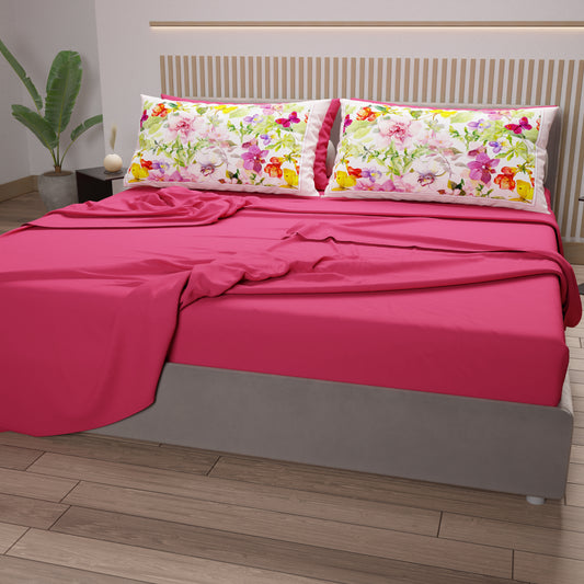 Draps en Coton, Parure de Lit avec Taies d'Oreiller en Impression Numérique Papillons