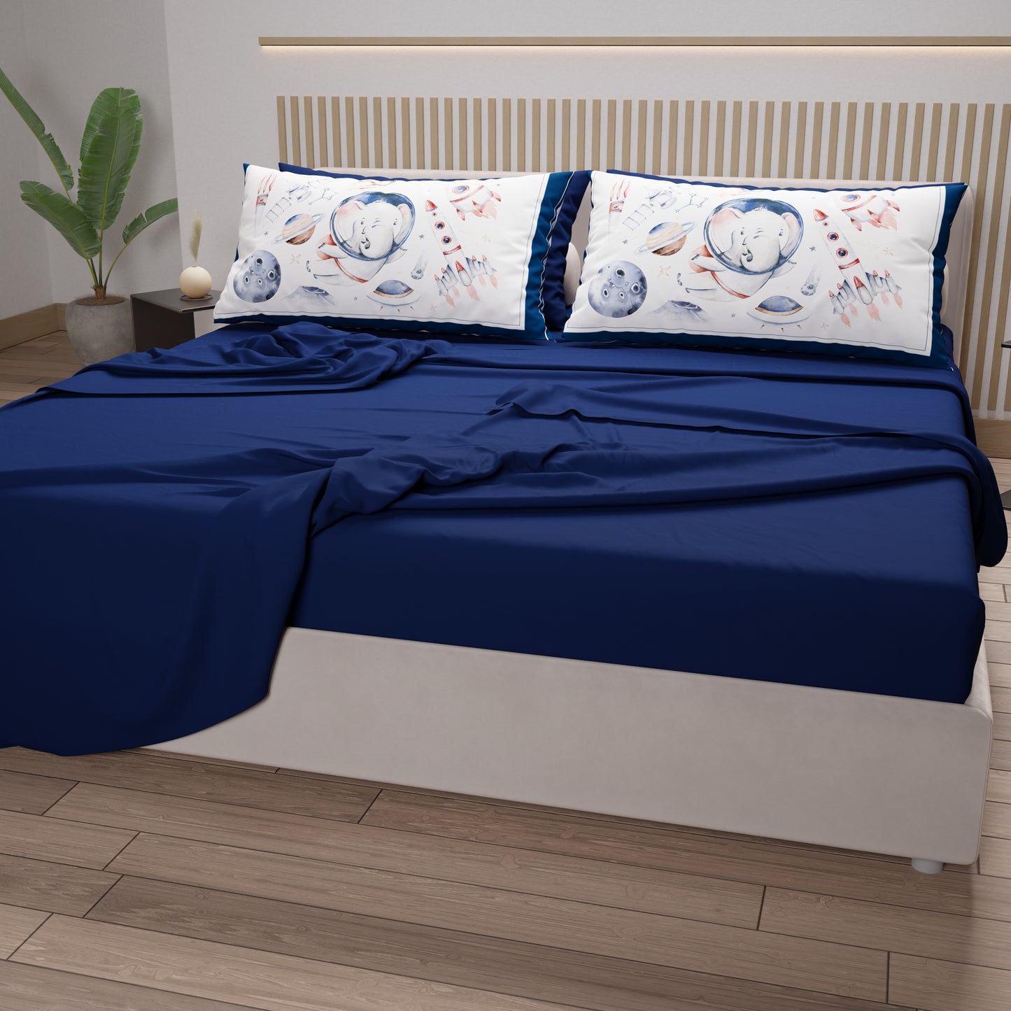 Lenzuola in Cotone, Completo Letto con Federe in Stampa Digitale Baby Spazio