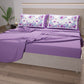 Lenzuola in Cotone, Completo Letto con Federe in Stampa Digitale Floreale Viola