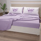 Cotton Sheets, Bed Set with Lilac Bow Digital Print Pillowcases