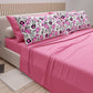 Draps en Coton, Parure de Lit avec Taies d'Oreiller en Impression Digitale Rouge à Lèvres Blanc
