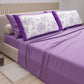 Draps en Coton, Parure de Lit avec Taies d'Oreiller en Impression Digitale Botanique Violette