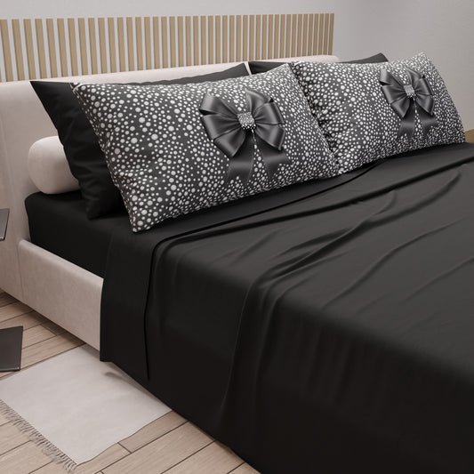 Lenzuola in Cotone, Completo Letto con Federe in Stampa Digitale Fiocco Diamanti
