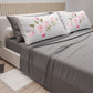 Draps en Coton, Parure de Lit avec Taies d'Oreiller en Impression Numérique Floral 20-02