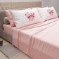 Lenzuola in Cotone, Completo Letto con Federe in Stampa Digitale Fiocco Rosa