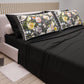Cotton Sheets, Bed Set with Floral Digital Print Pillowcases 06-Black