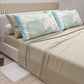 Draps en Coton, Parure de Lit avec Taies d'Oreiller en Impression Numérique Tropical Céleste-Or