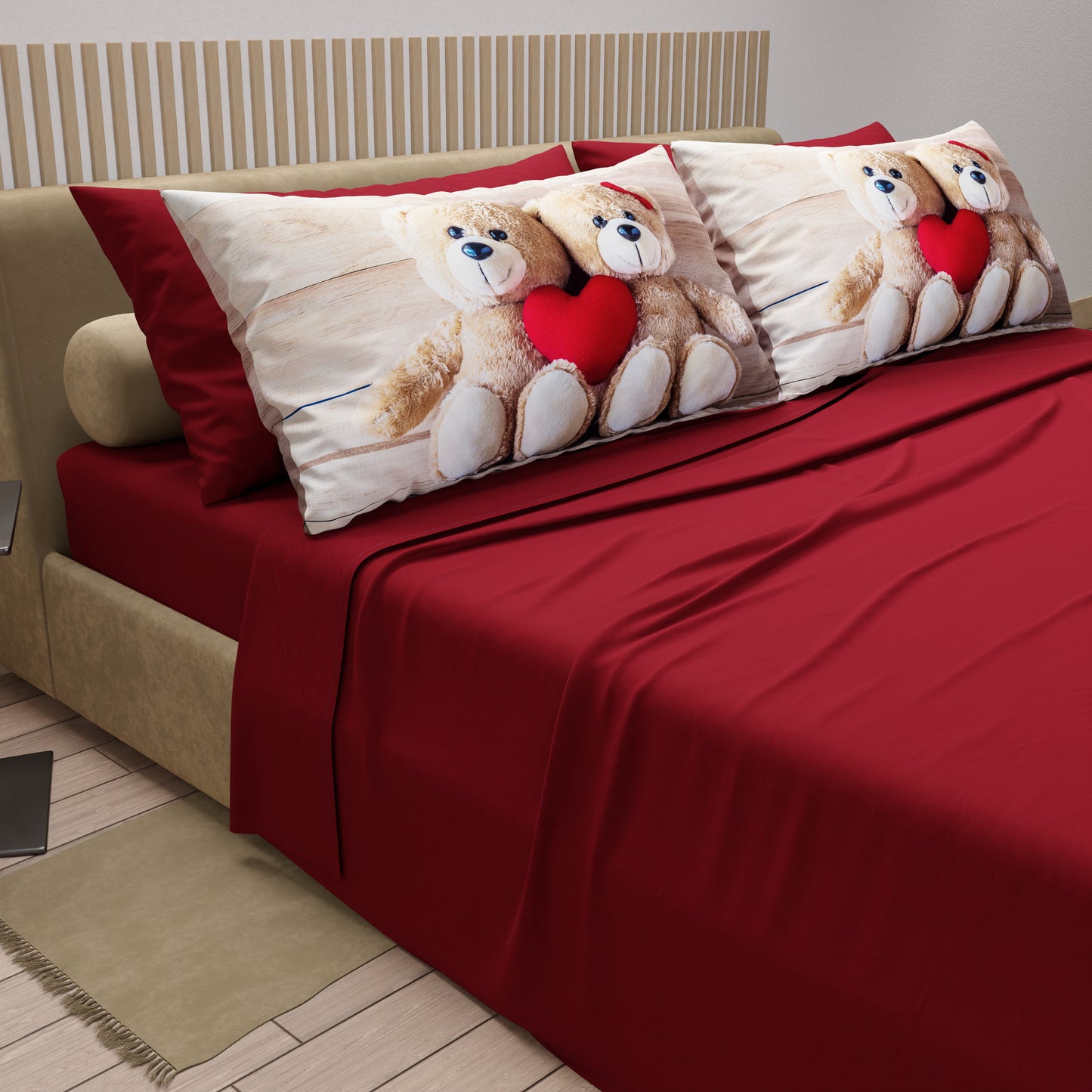 Lenzuola in Cotone, Completo Letto con Federe in Stampa Digitale Dolcezza
