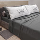 Draps en Coton, Parure de Lit avec Taies d'Oreiller en Impression Numérique Noeud Gris