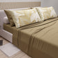 Lenzuola in Cotone, Completo Letto con Federe in Stampa Digitale Tropical Tortora-Oro