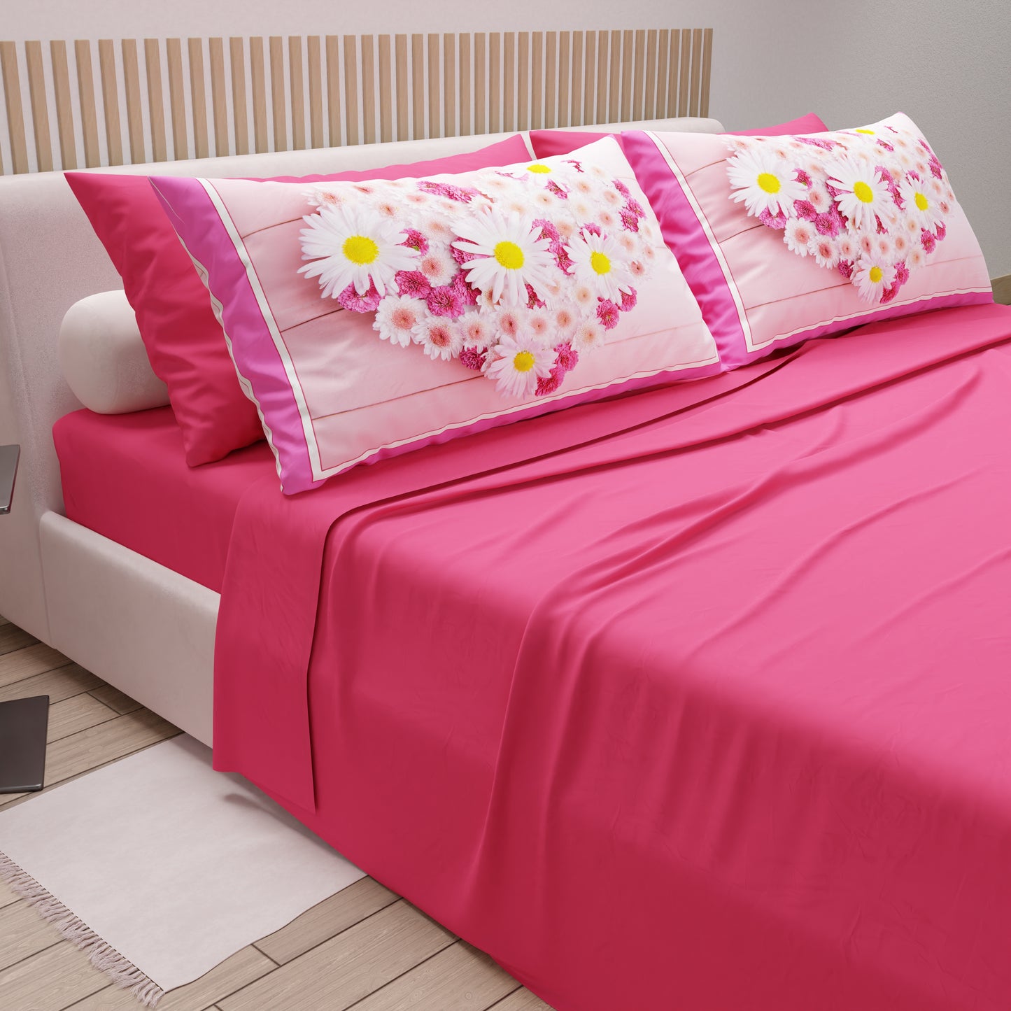 Lenzuola in Cotone, Completo Letto con Federe in Stampa Digitale Floreale 11