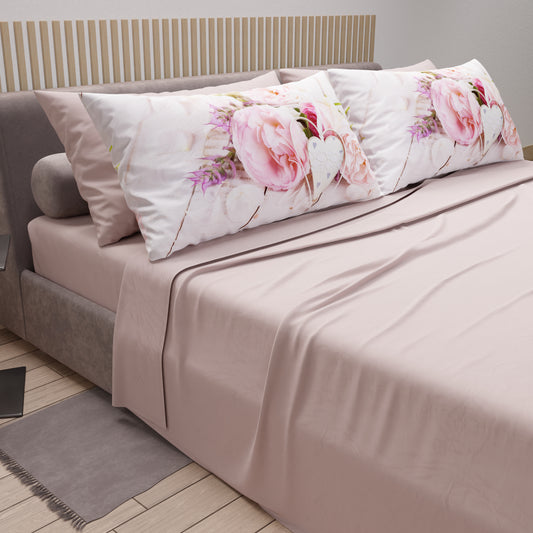 Draps en Coton, Parure de Lit avec Taies d'Oreiller en Impression Numérique Campagne Chic