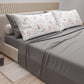 Cotton sheets, bed set with digital floral print pillowcases 17-00