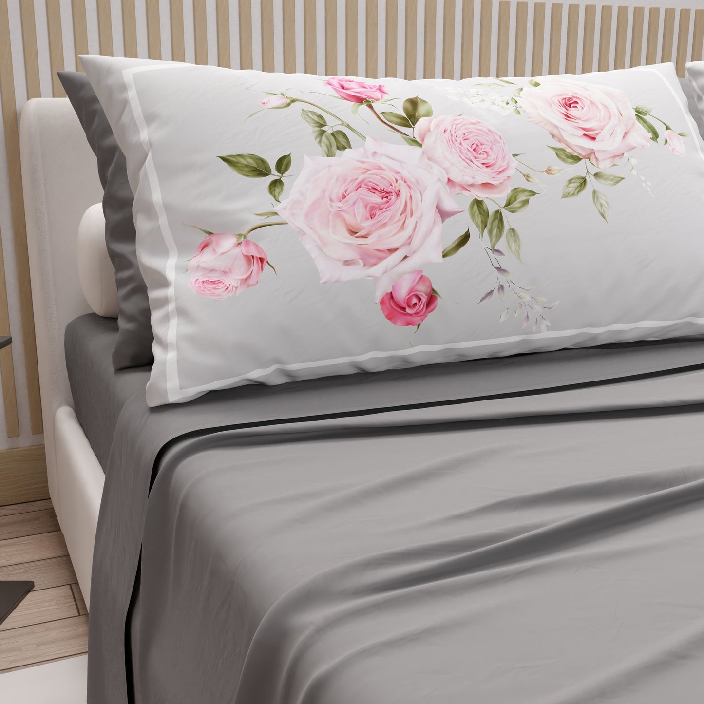 Draps en Coton, Parure de Lit avec Taies d'Oreiller en Impression Numérique Floral 20-02