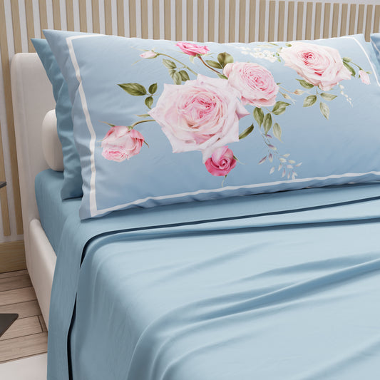 Lenzuola in Cotone, Completo Letto con Federe in Stampa Digitale Floreale 20-04