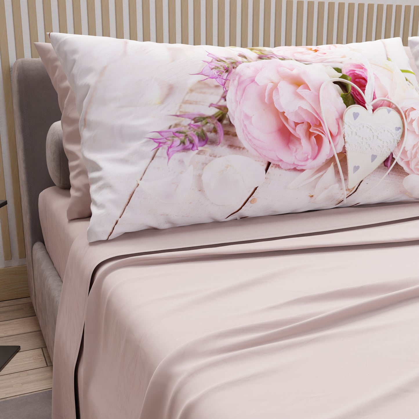 Draps en Coton, Parure de Lit avec Taies d'Oreiller en Impression Numérique Campagne Chic
