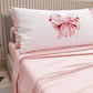 Lenzuola in Cotone, Completo Letto con Federe in Stampa Digitale Fiocco Rosa