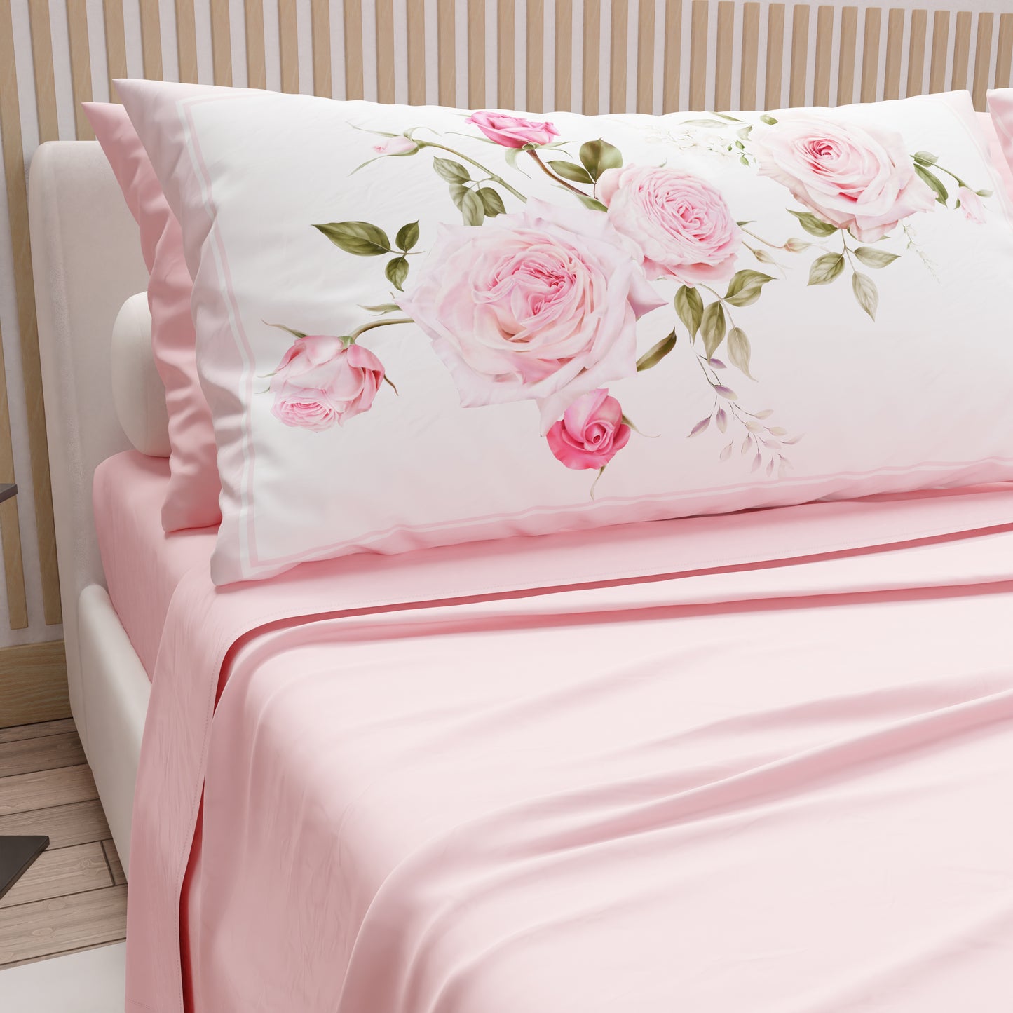 Lenzuola in Cotone, Completo Letto con Federe in Stampa Digitale Floreale 20-00
