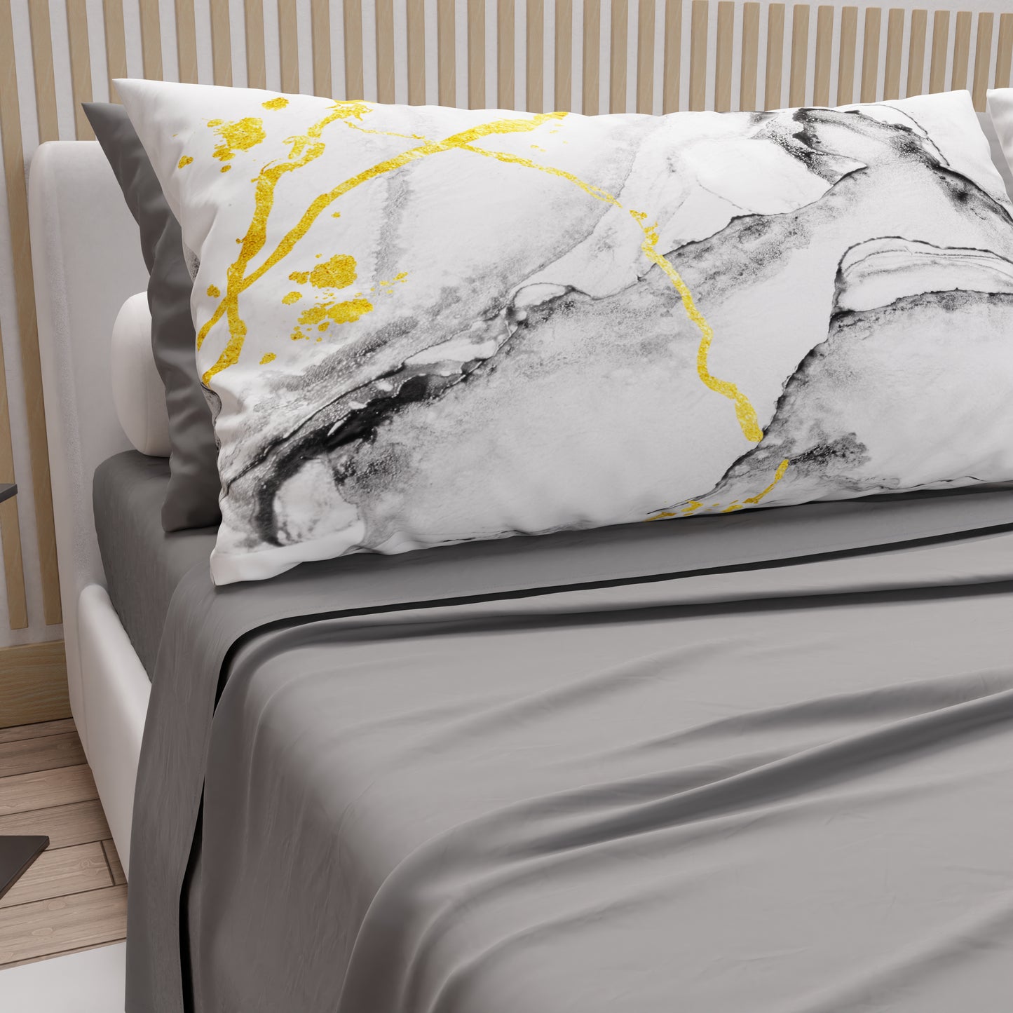 Lenzuola in Cotone, Completo Letto con Federe in Stampa Digitale Marble 06 Grigio Chiaro