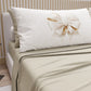 Cotton Sheets, Bed Set with Beige Bow Digital Print Pillowcases