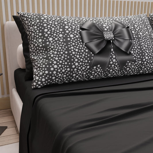 Lenzuola in Cotone, Completo Letto con Federe in Stampa Digitale Fiocco Diamanti