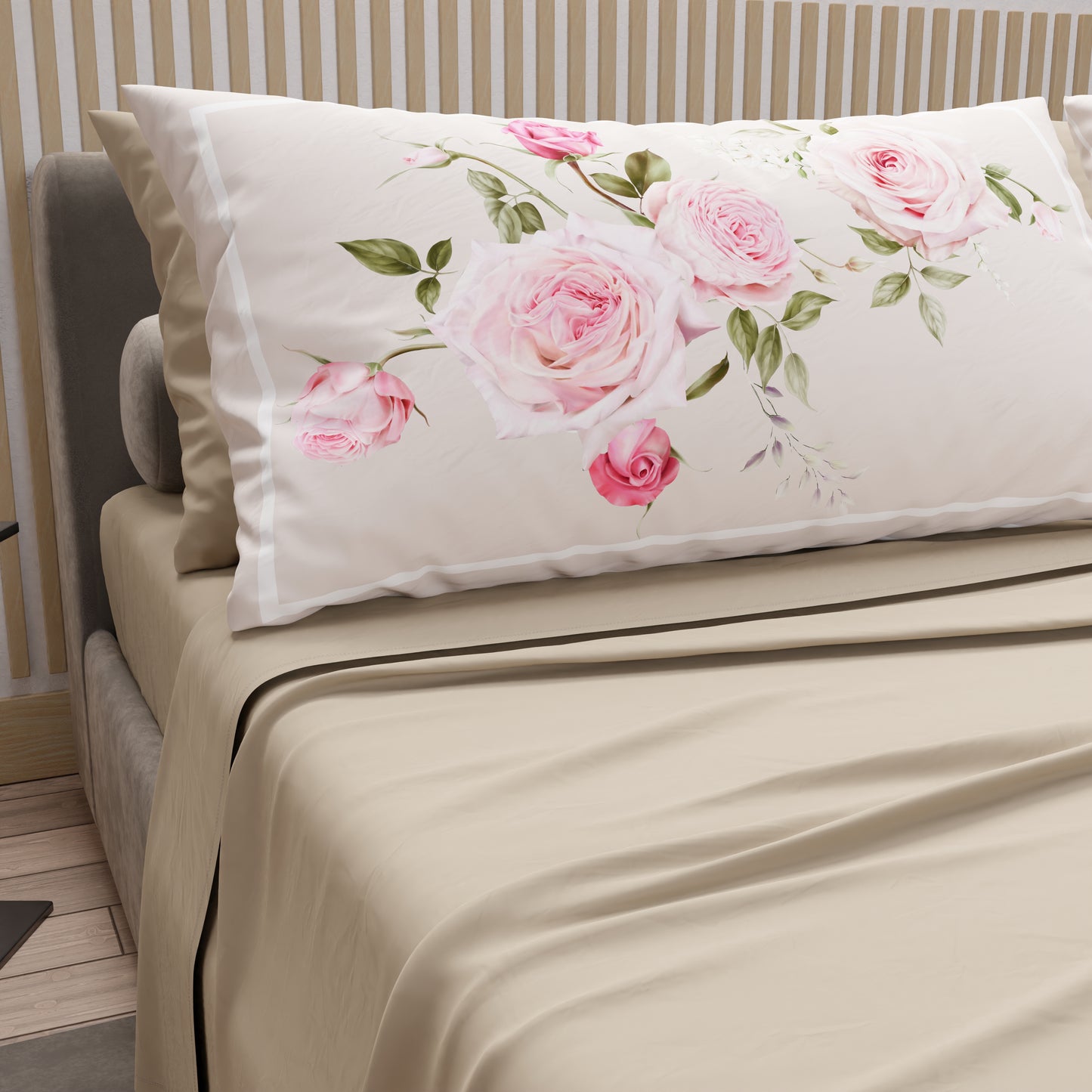 Lenzuola in Cotone, Completo Letto con Federe in Stampa Digitale Floreale 20-06