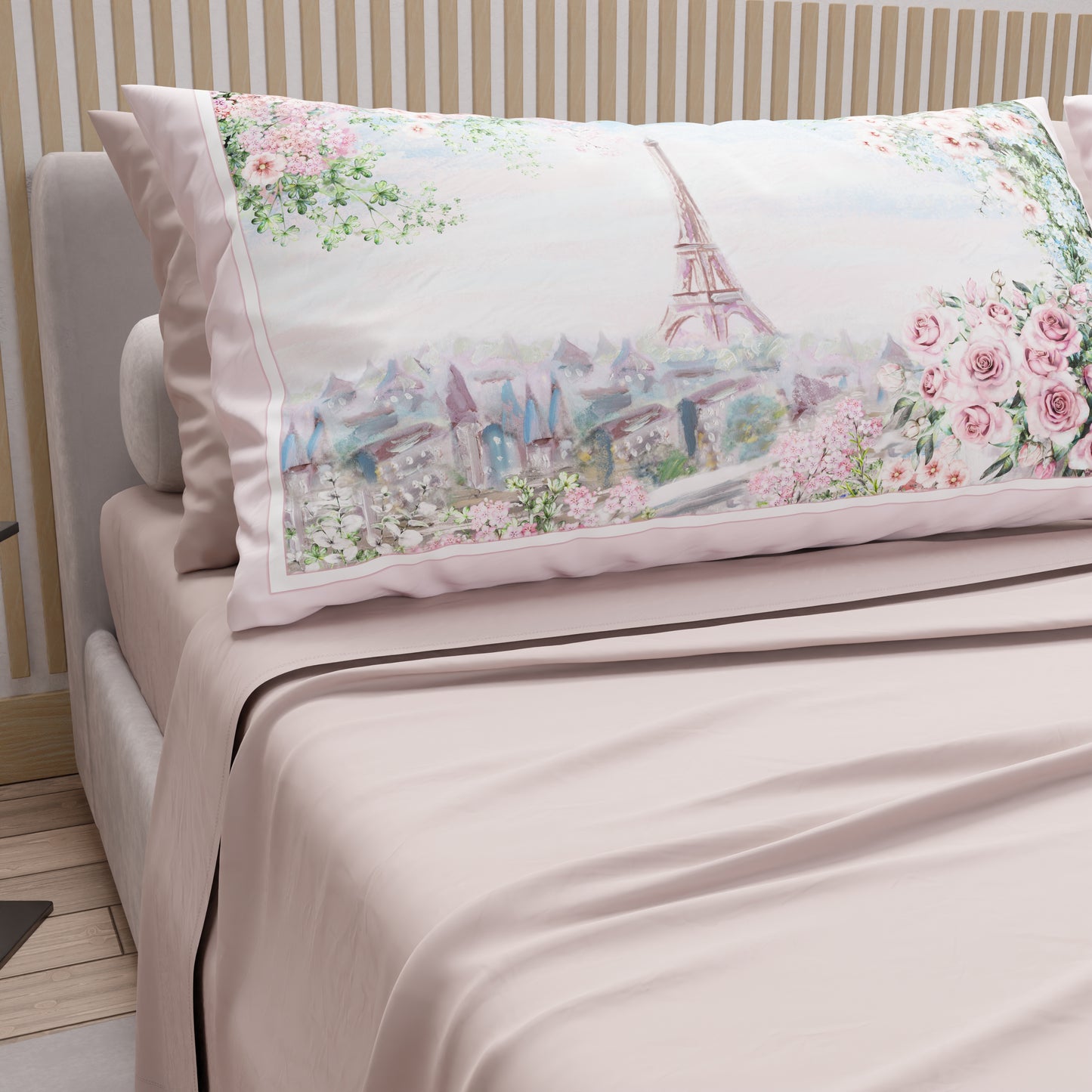 Draps en Coton, Parure de Lit avec Taies d'Oreiller en Impression Numérique Ville 01