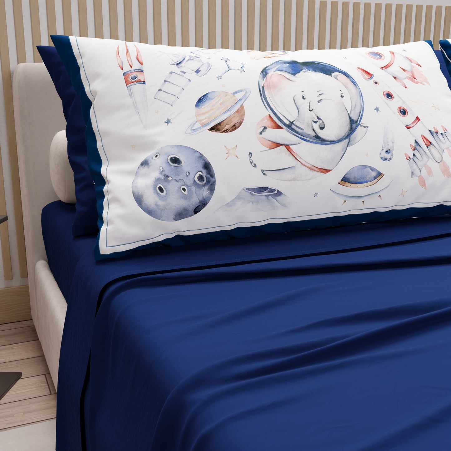 Lenzuola in Cotone, Completo Letto con Federe in Stampa Digitale Baby Spazio