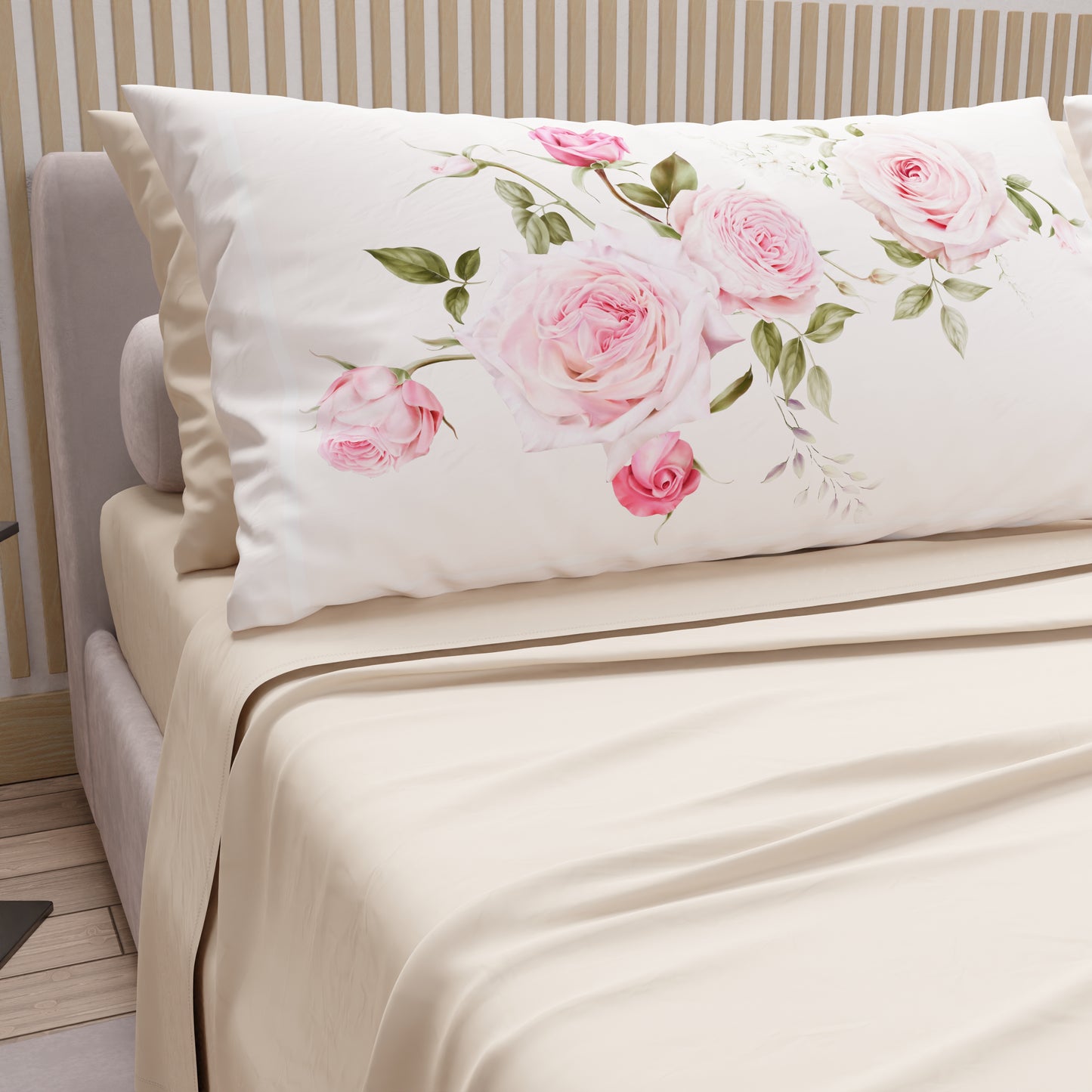 Lenzuola in Cotone, Completo Letto con Federe in Stampa Digitale Floreale 20-05