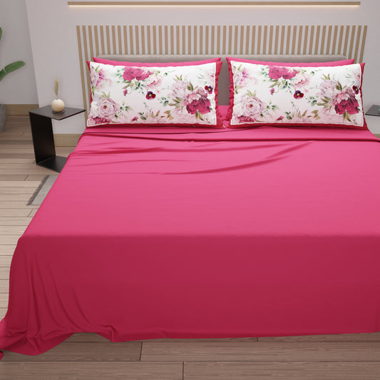 Lenzuola in Cotone, Completo Letto con Federe in Stampa Digitale Floreale 08