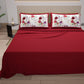 Lenzuola in Cotone, Completo Letto con Federe in Stampa Digitale Floreale Bordeaux