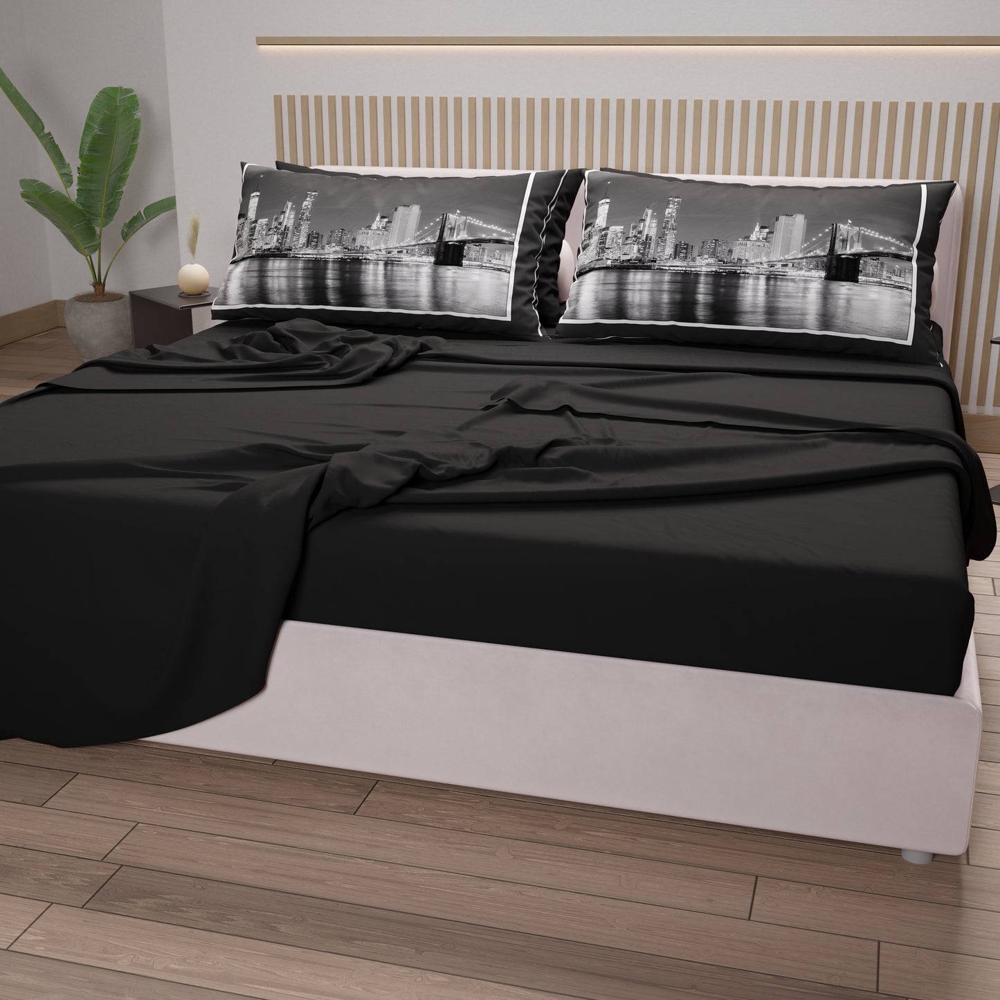 Lenzuola in Cotone, Completo Letto con Federe in Stampa Digitale City 03