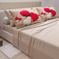 Cotton sheets, bed set with heart digital print pillowcases