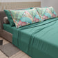 Cotton Sheets, Bed Set with Tropical Multicolor Digital Print Pillowcases